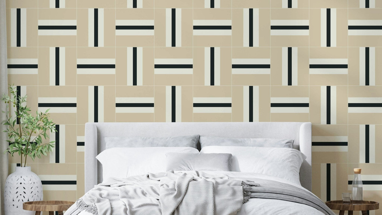 Neutral tone stripe wall covering

