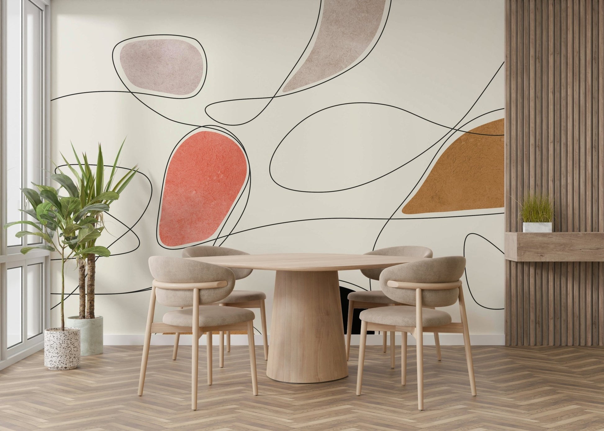 The shapes seem to be in motion, creating a sense of energy.

