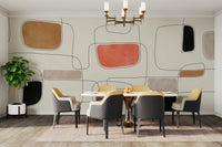 An elegant wall mural with a modern abstract design.

