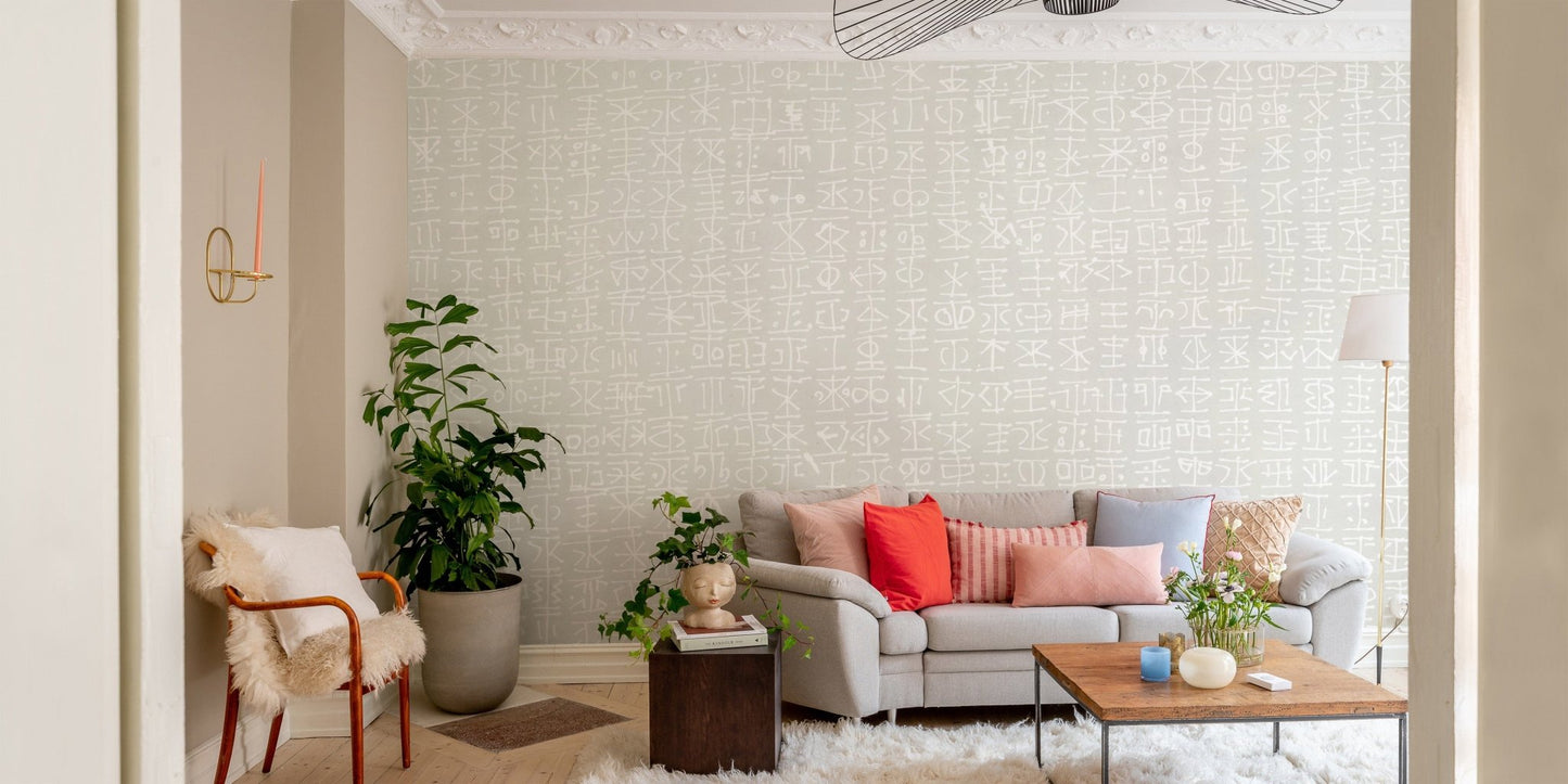 Neutral Geometric Pattern Wallpaper Design
