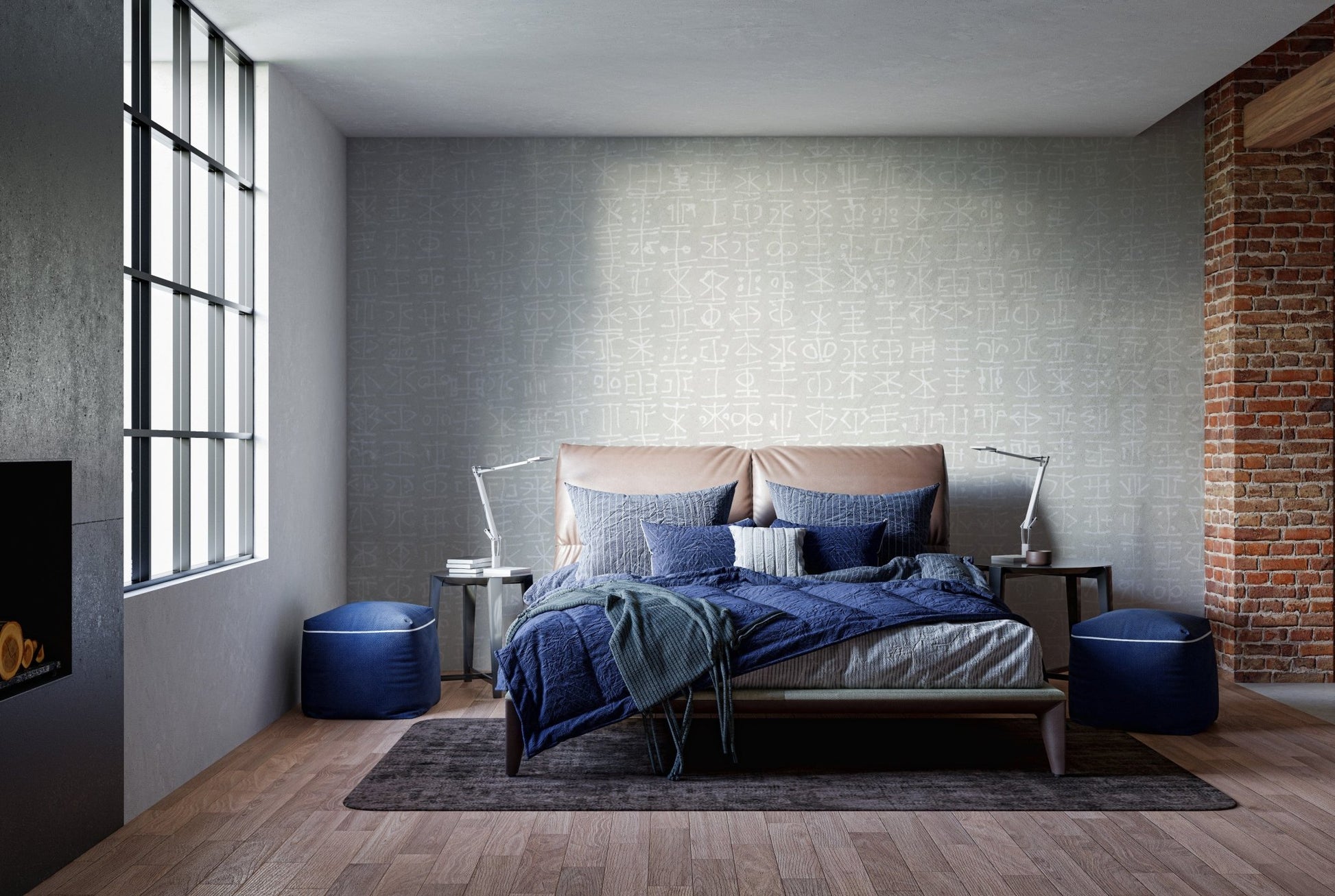 Artistic Geometric Script Print Wallpaper

