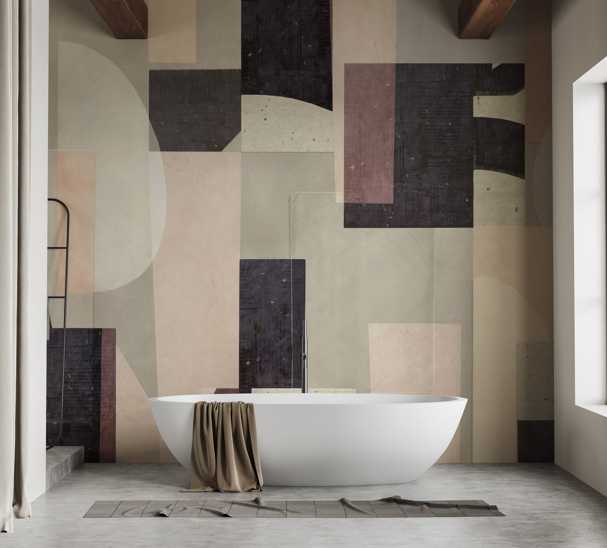 Modern abstract geometric wallpaper with earthy tones, C68