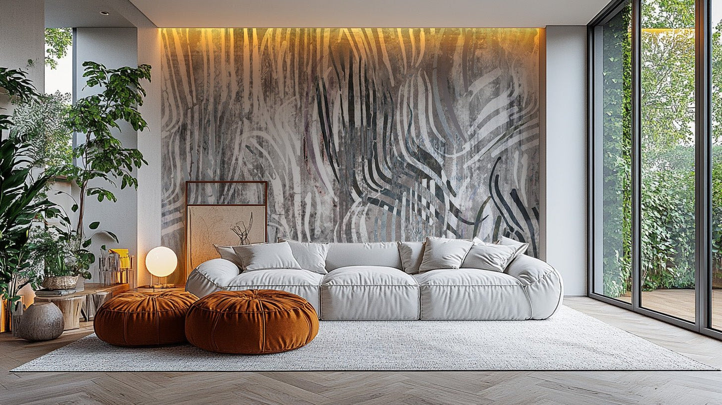 Abstract wallpaper creates a statement in the living room C442