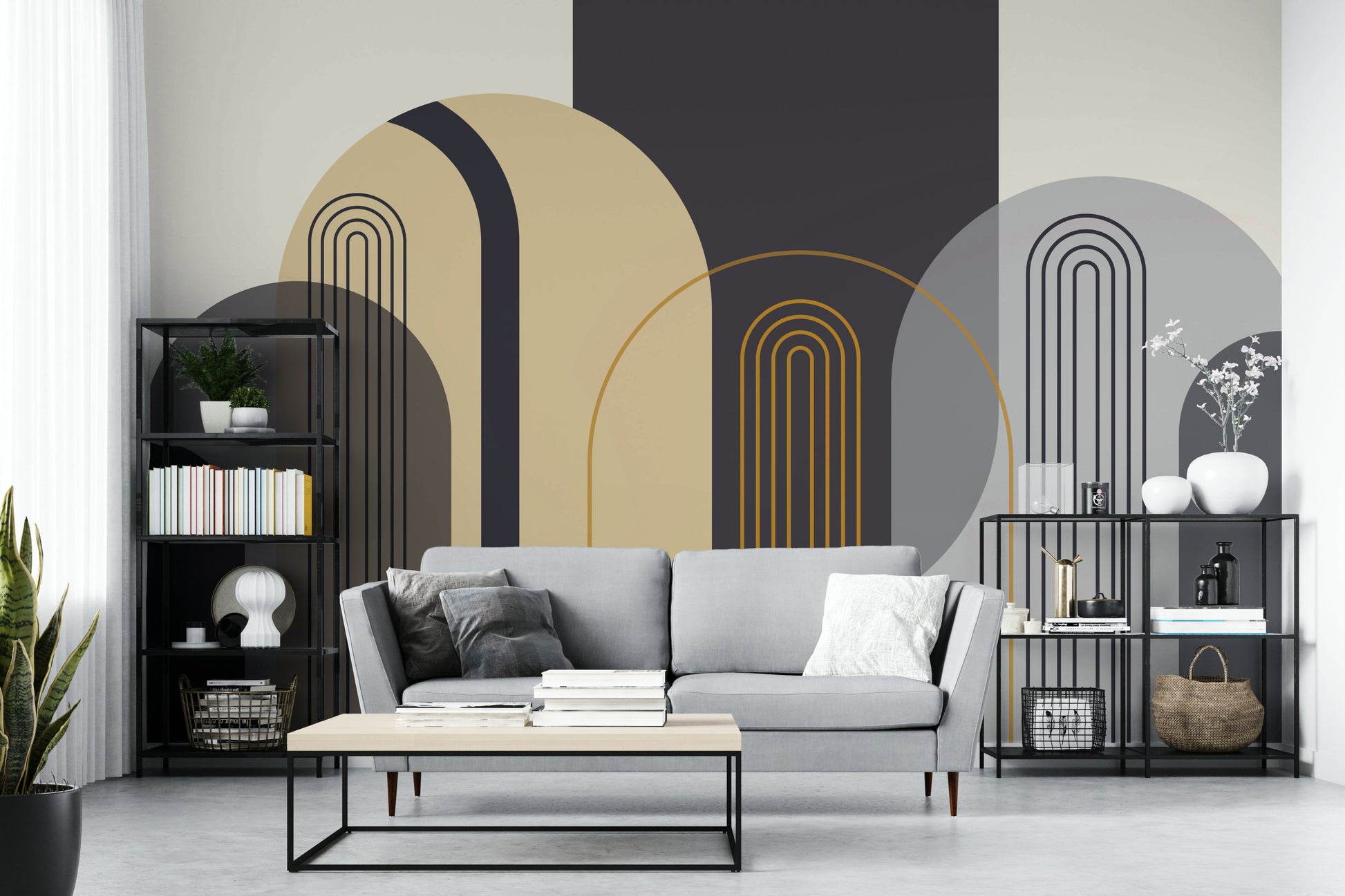 The composition is an abstract, geometric pattern.

