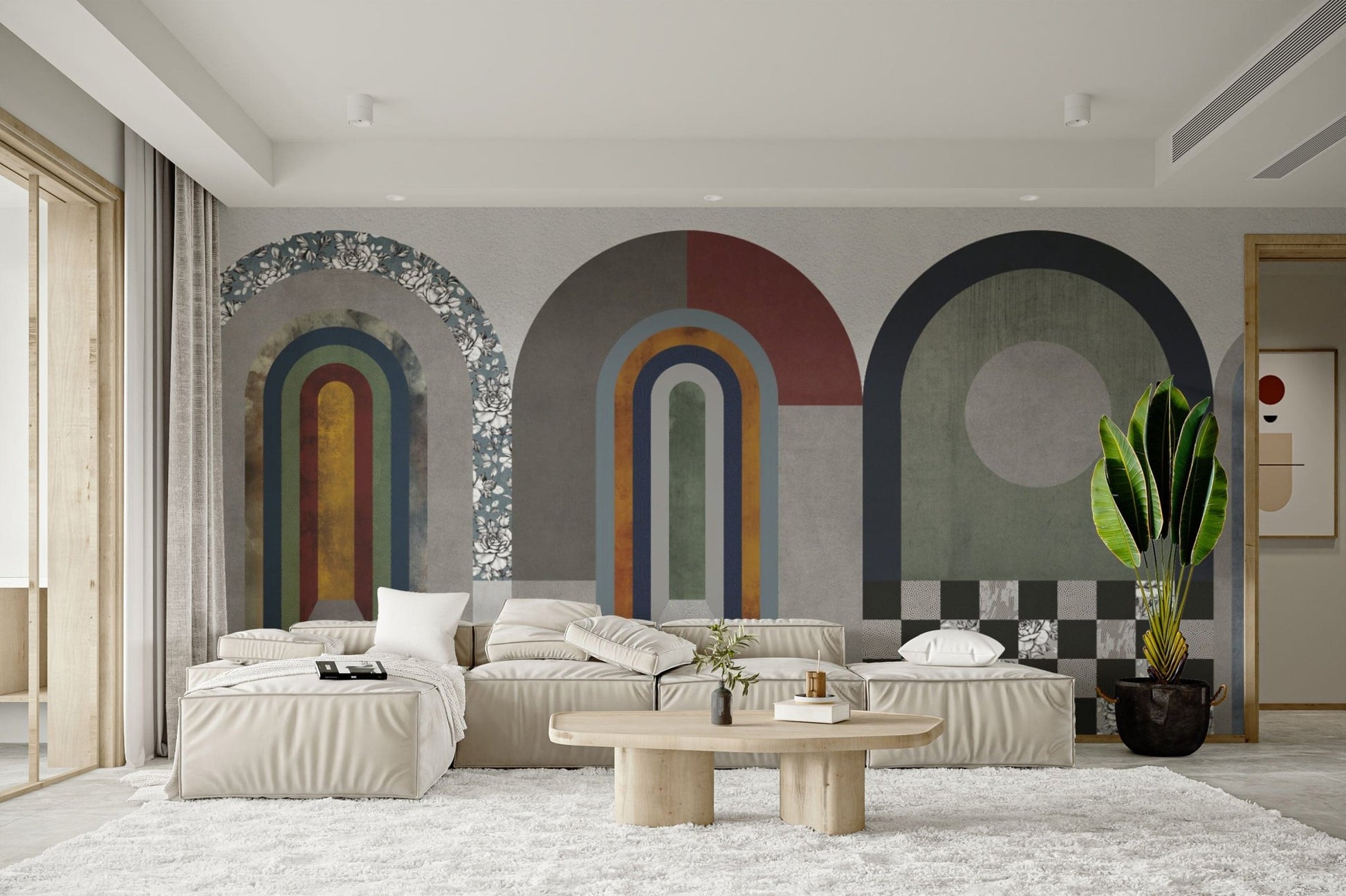 Contemporary layered arch wall art
