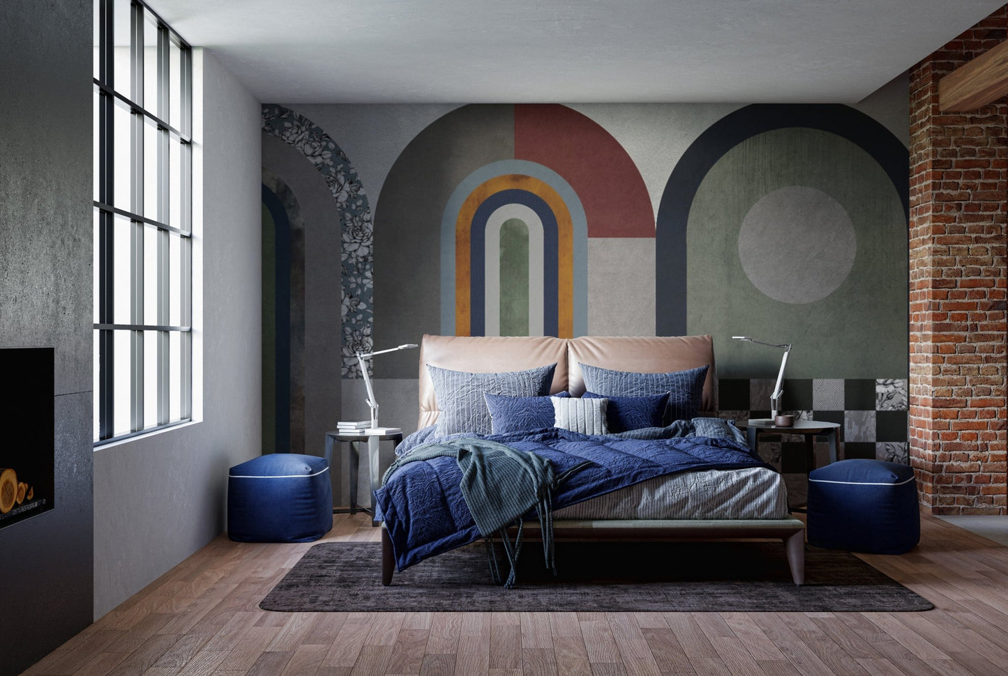 Contemporary arched design wall mural
