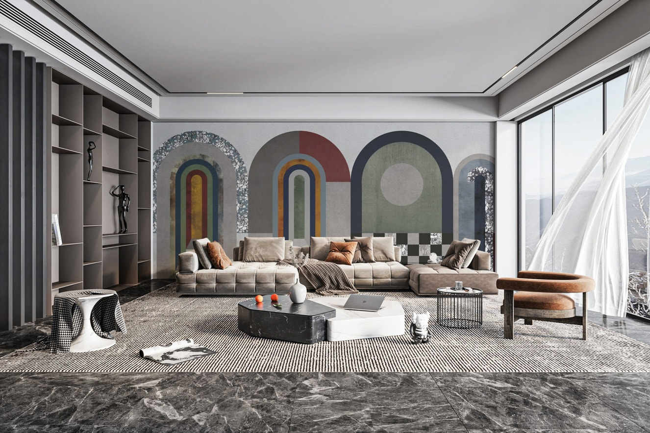 Modern archway abstract geometric wallpaper

