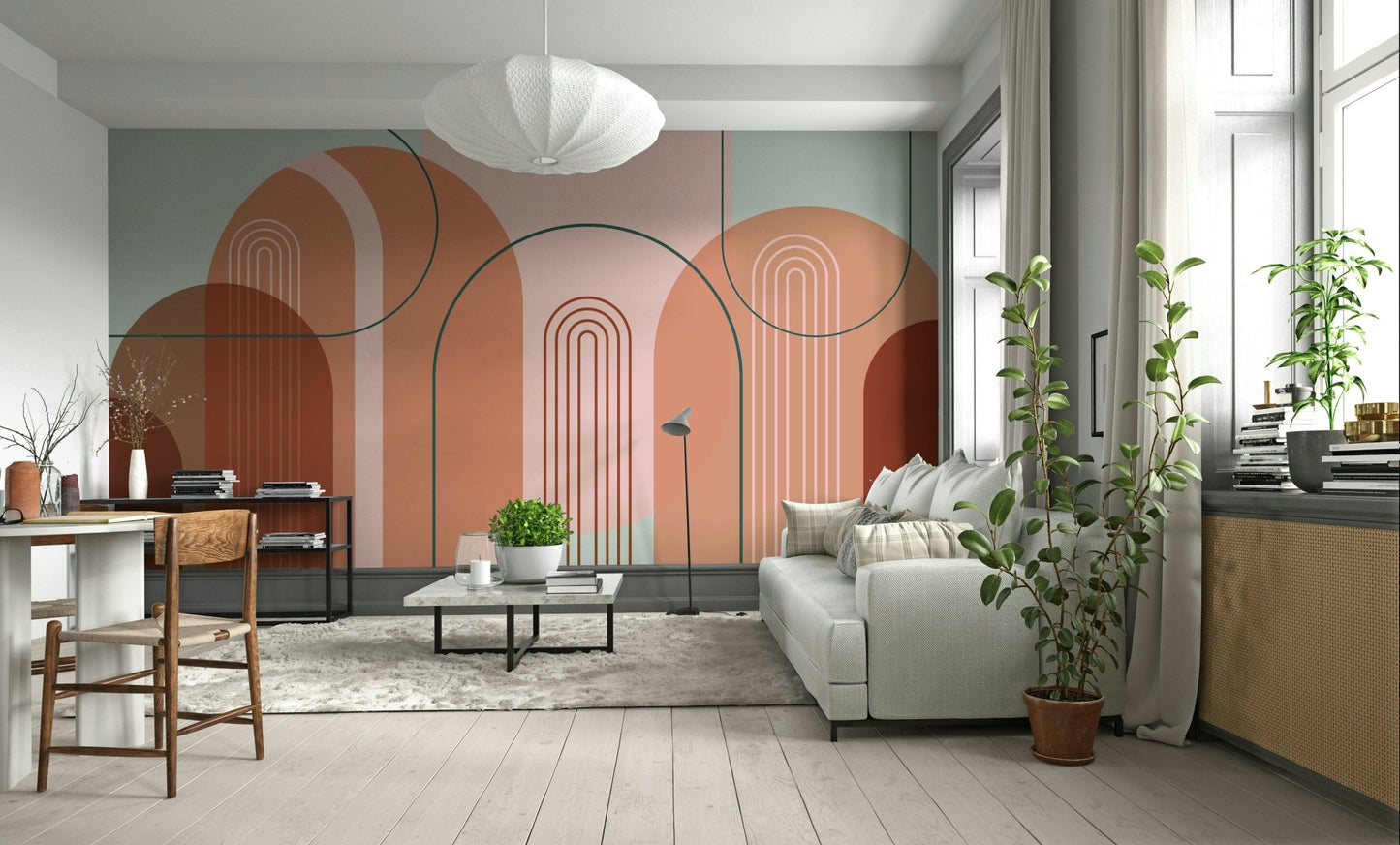 Modern Archway Wall Mural with Neutral Hues