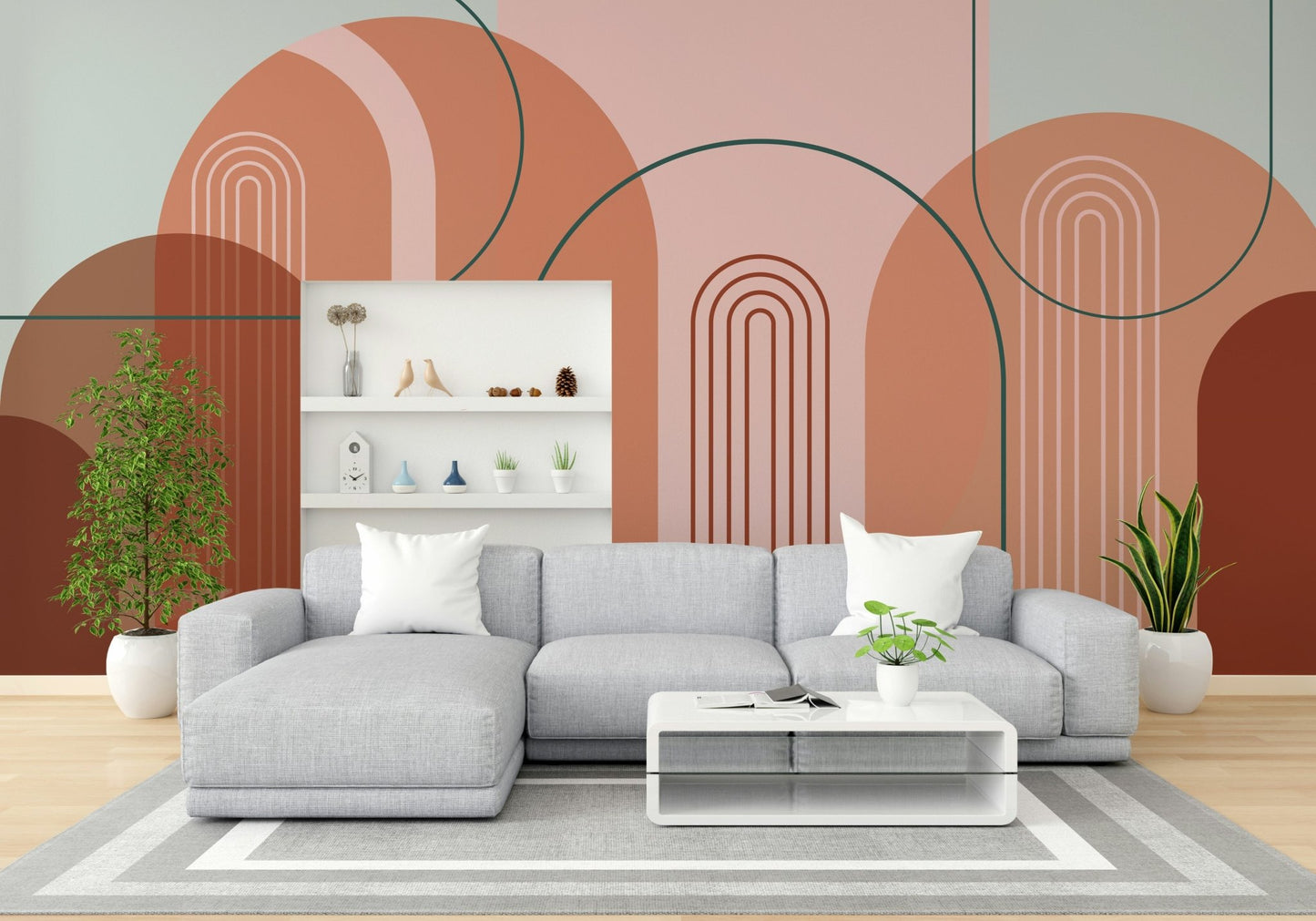 Minimalist Modern Archways Mural for Living Room