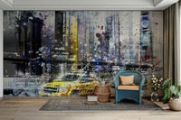 Pop art-style NYC mural with layered visuals and typography., GD1476