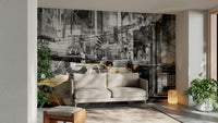 Creative collage mural of NYC with modern pop color palette., GD1477