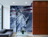 Pop art-inspired blue Statue of Liberty wall mural