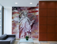Contemporary red Statue of Liberty mural for office decor

