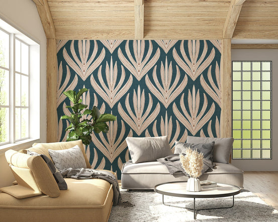 Modern Aztec Flora Wallpaper featuring odd tribal frond shapes., GD6604