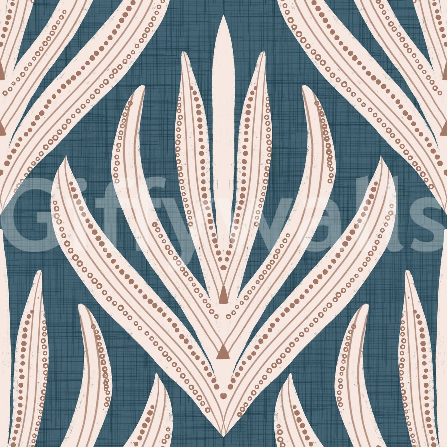 Unique, fanned geometry on Modern Aztec Flora pattern.