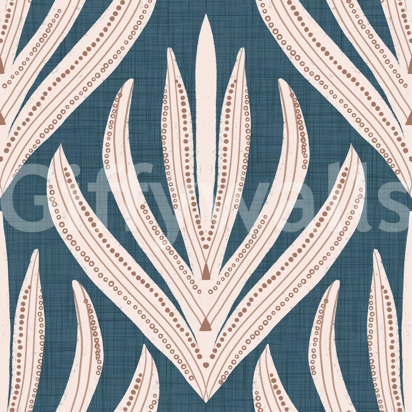 Unique, fanned geometry on Modern Aztec Flora pattern.