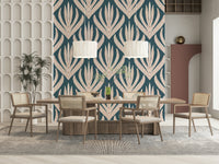 Artistic segmented bloom on Modern Aztec Flora wallpaper.
