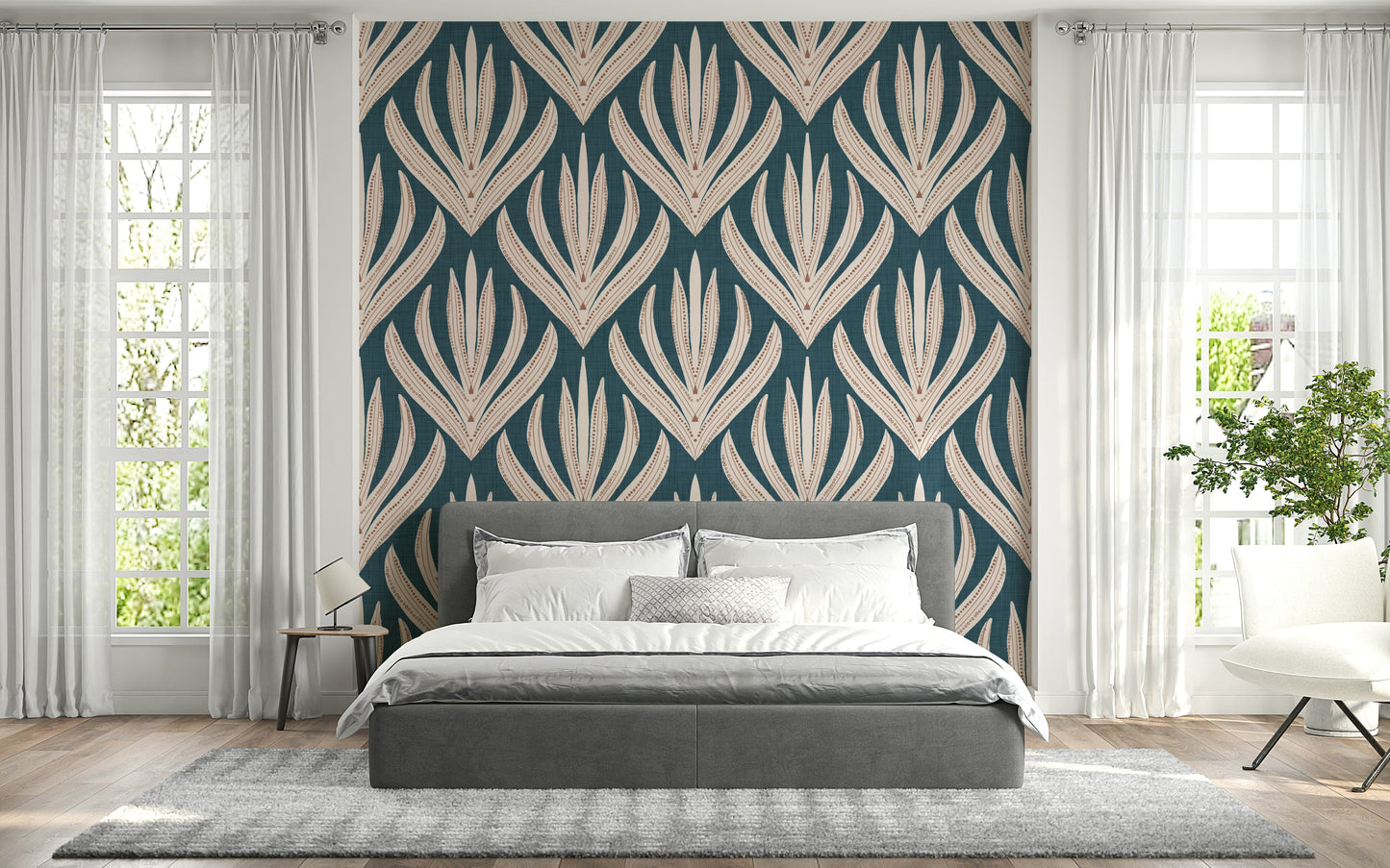 Tribal patterned foliage of Modern Aztec Flora wall mural.