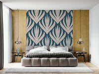 Bohemian dotted spears on Modern Aztec Flora wall mural.