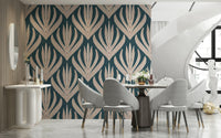 Whispering blush leaves on Modern Aztec Flora wallpaper.