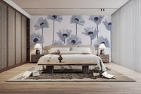 Stylish blue poppy wallpaper for walls
