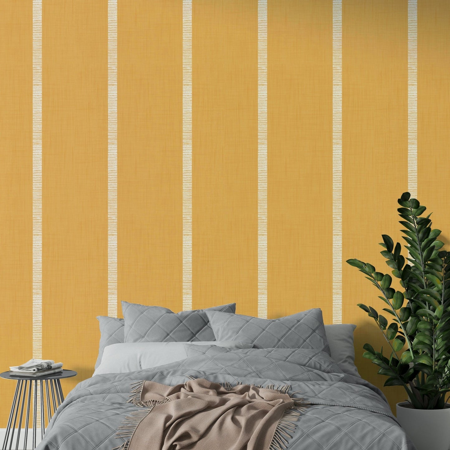 Serenity golden ocher stripe wallpaper

