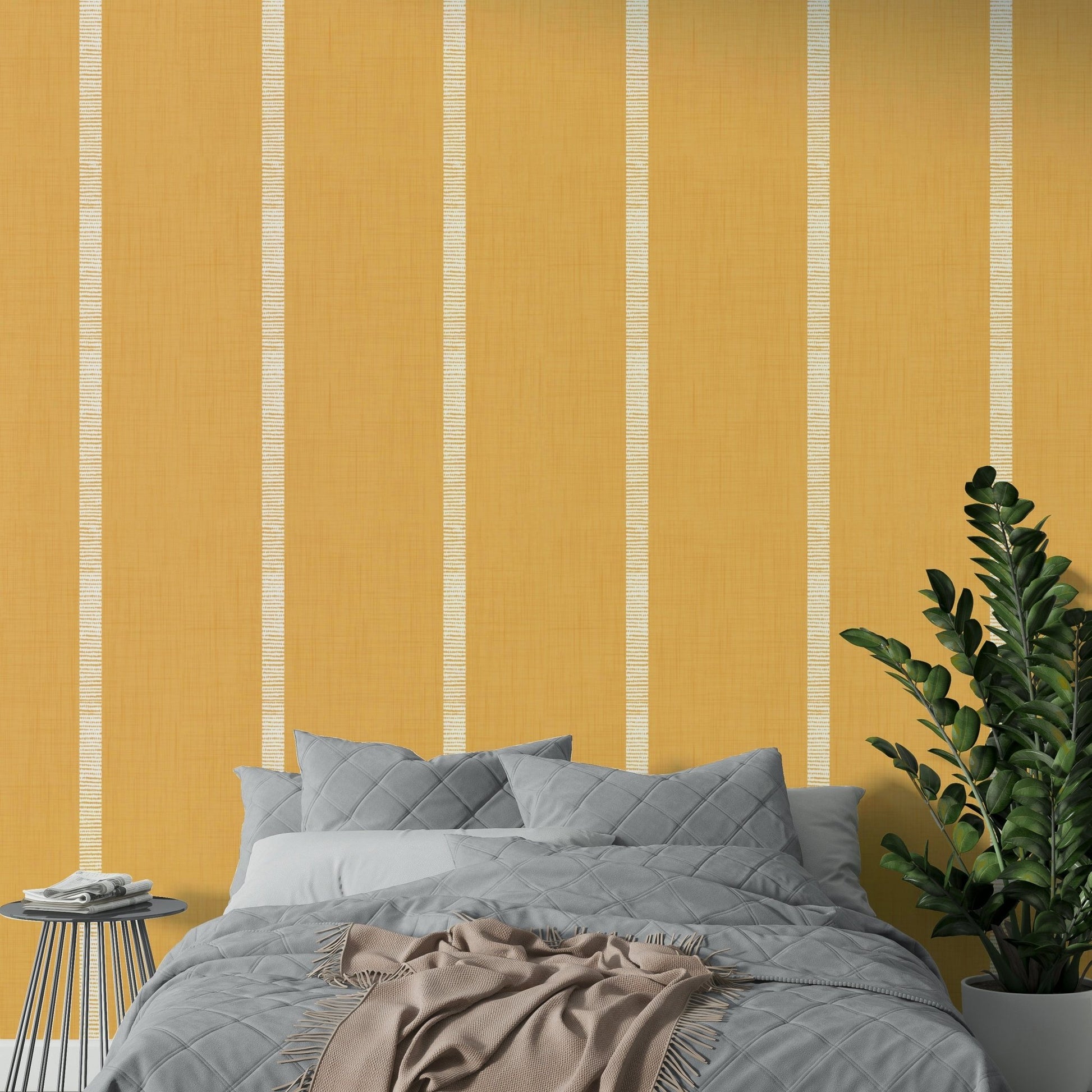 Serenity golden ocher stripe wallpaper

