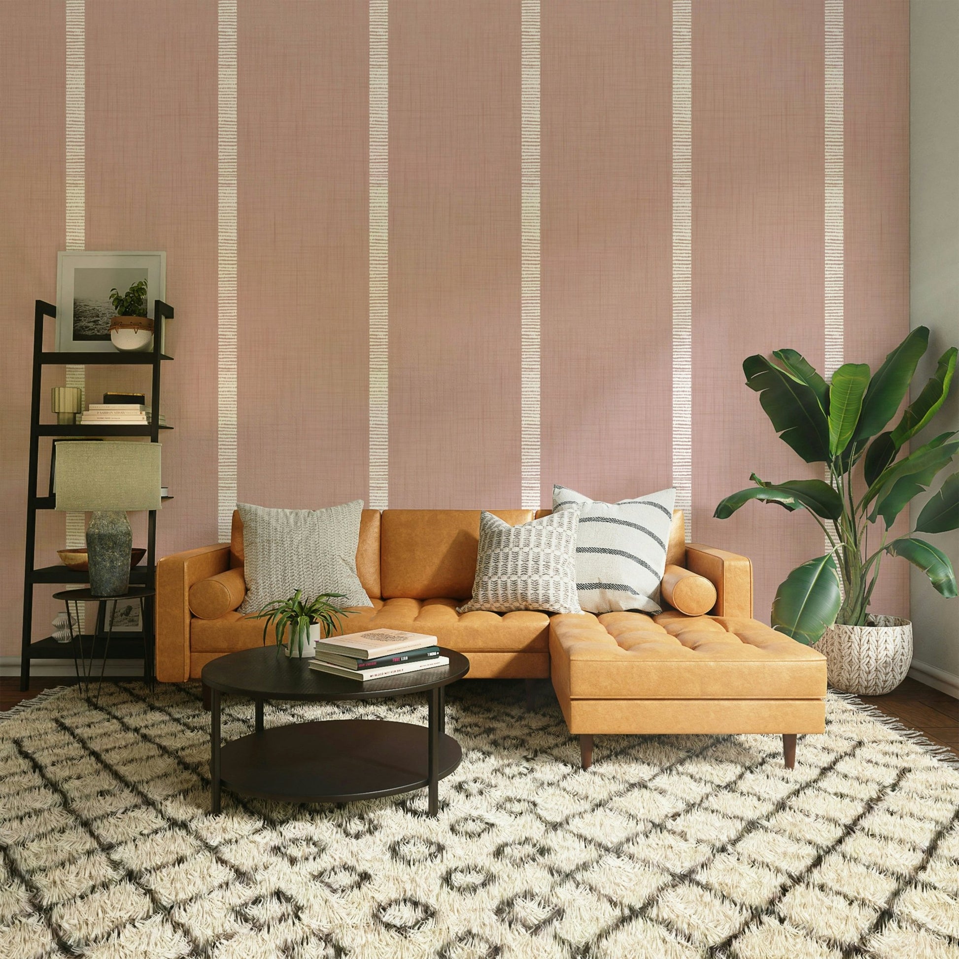 Mauve striped boho wallpaper

