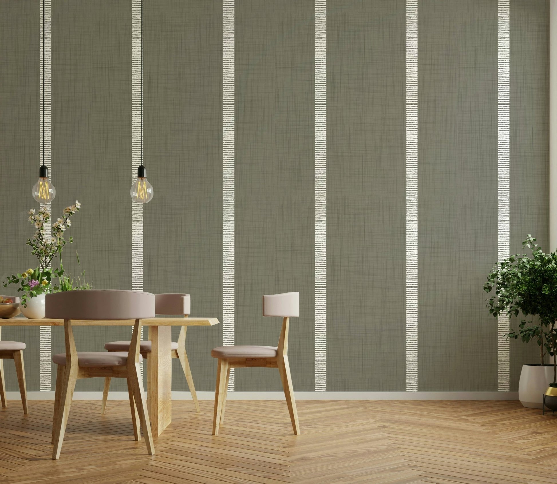 Muted grey stripes boho wallpaper

