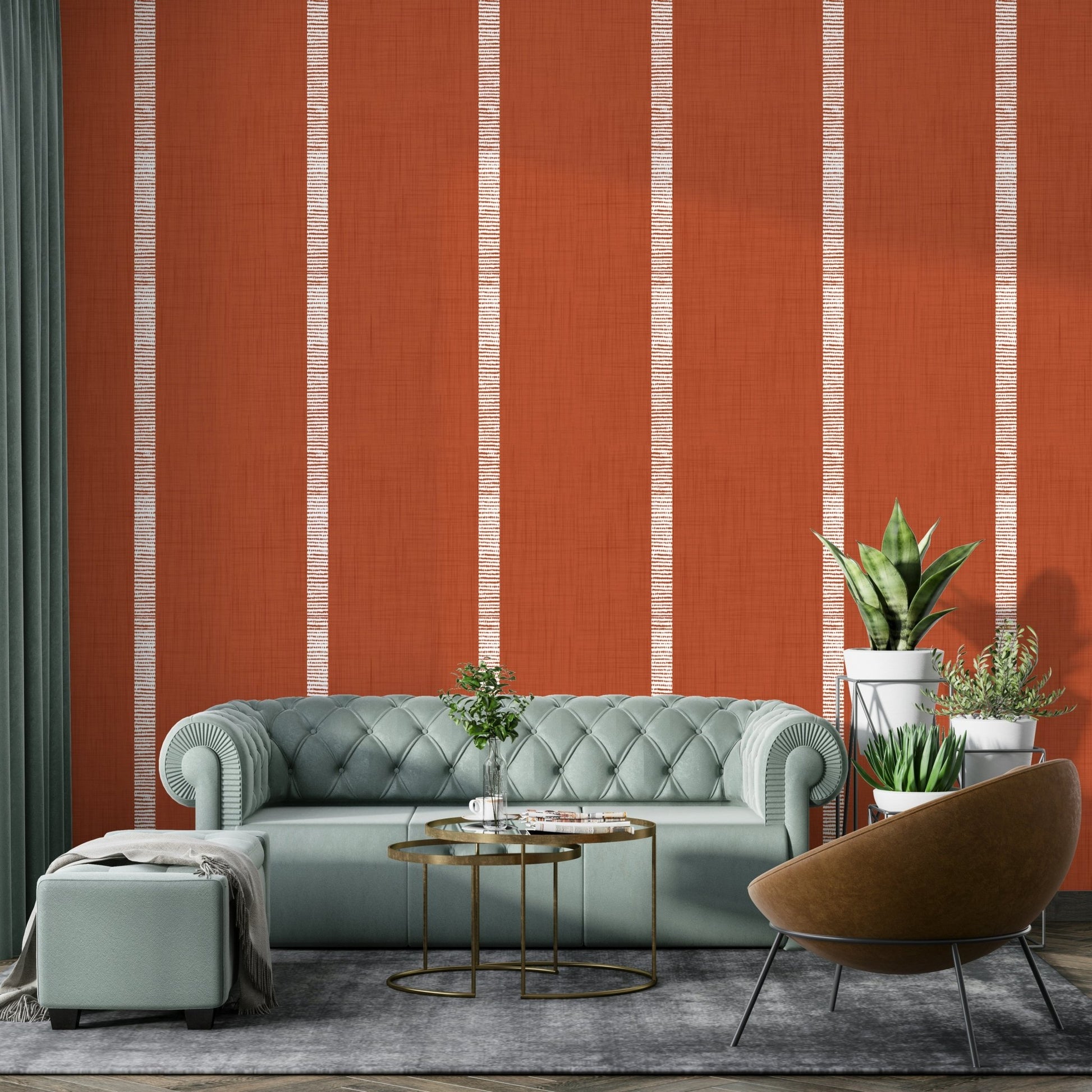 Modern stripes terracotta wallpaper

