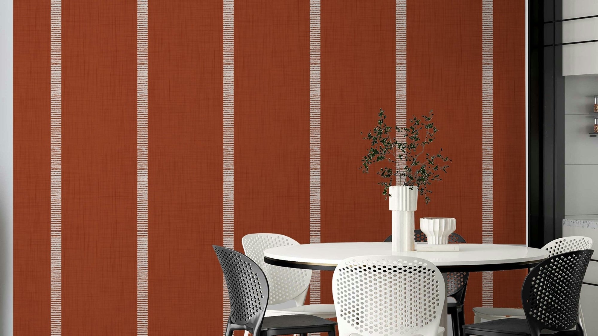 Striped terracotta boho wallpaper, GD1063