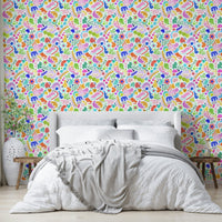 Peel and stick abstract wallpaper on room wall

