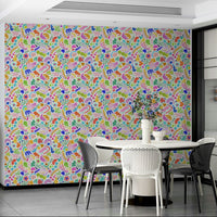 Dynamic shapes on bold abstract mural wallpaper


