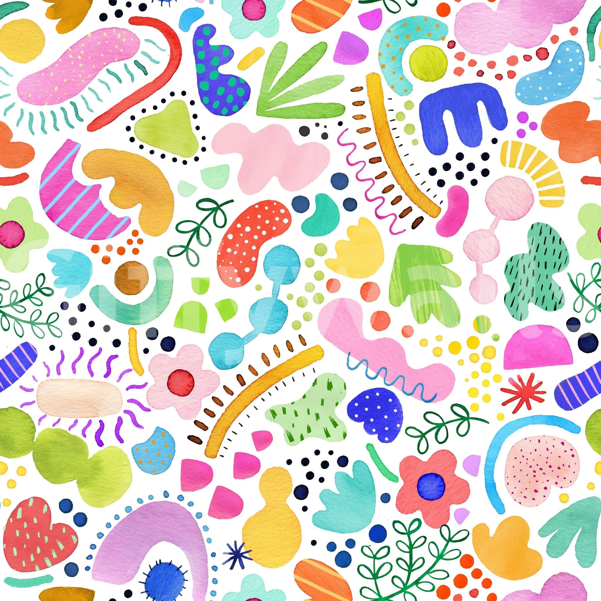 Wallpaper for walls with colorful abstract shapes

