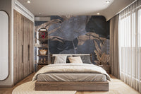 Elegant grey leaf wallpaper design
