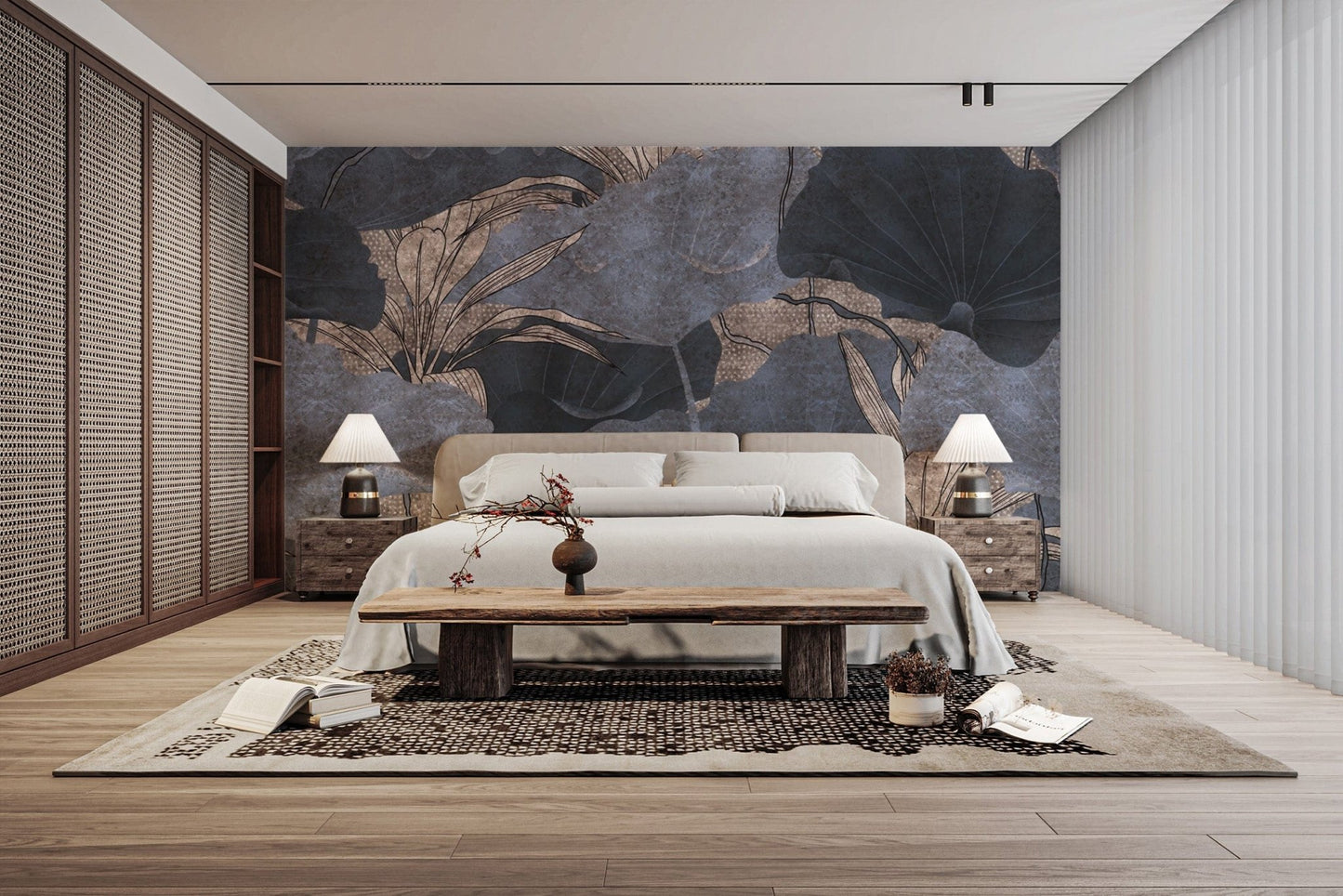 Sophisticated grey foliage wall covering
