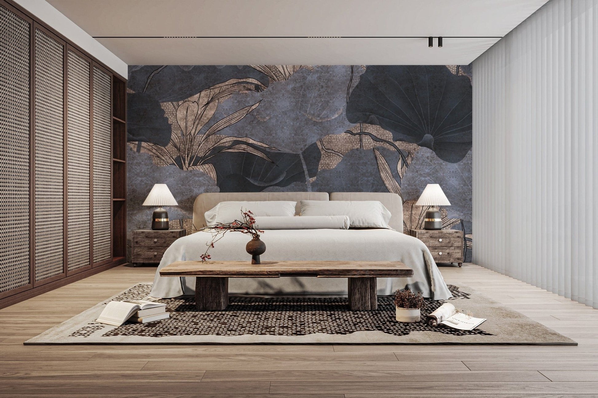 Sophisticated grey foliage wall covering
