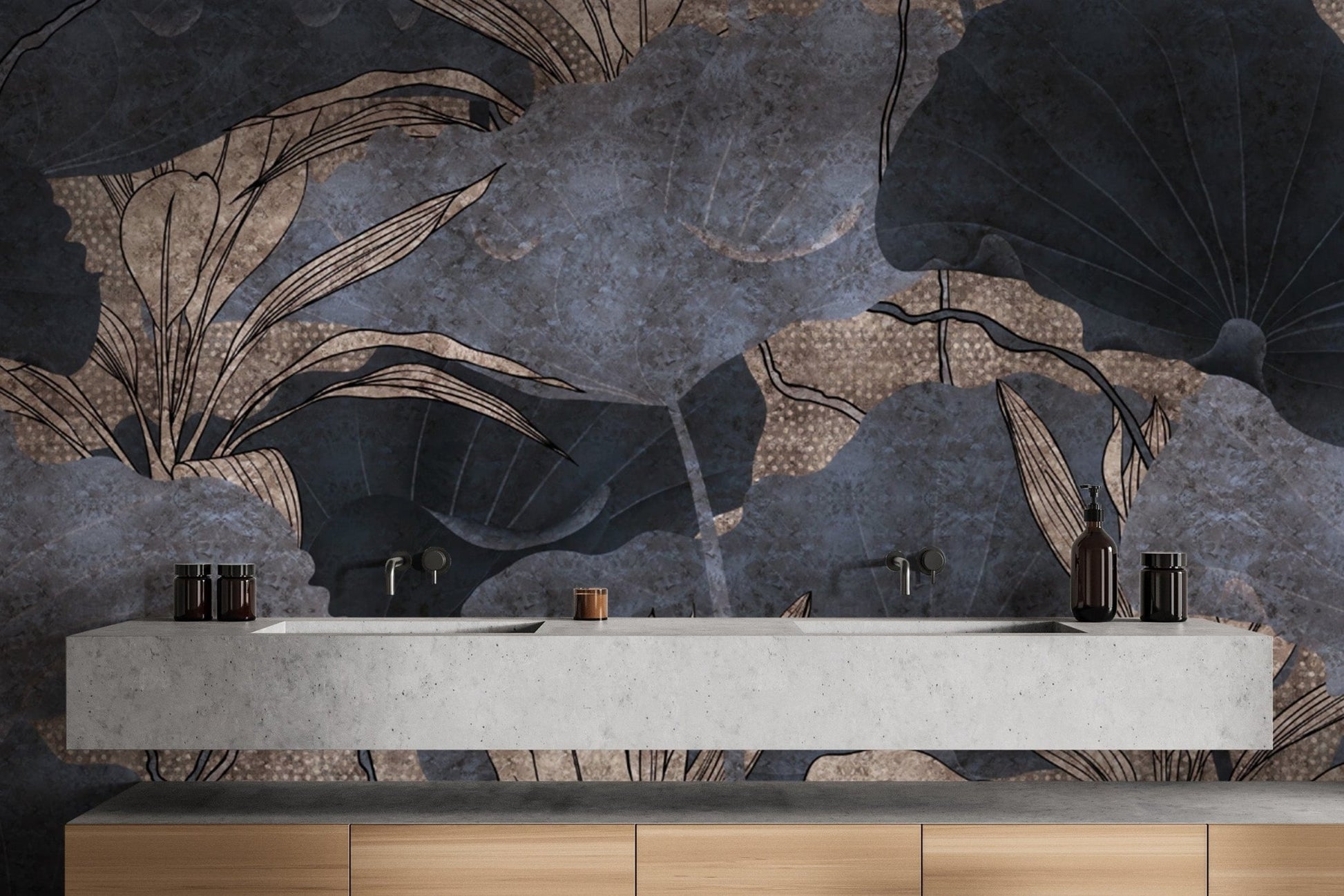 Stylish modern leaf pattern wallpaper
