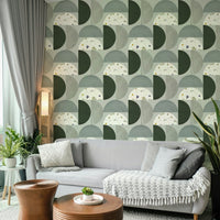 Neutral abstract floral shape mural

