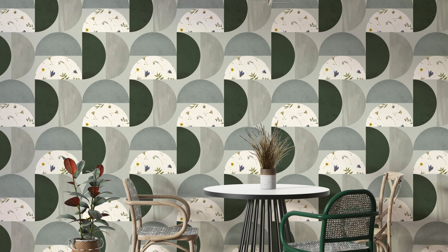 Modern sage and cream wall design

