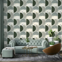 Botanical and grey geometric wallpaper

