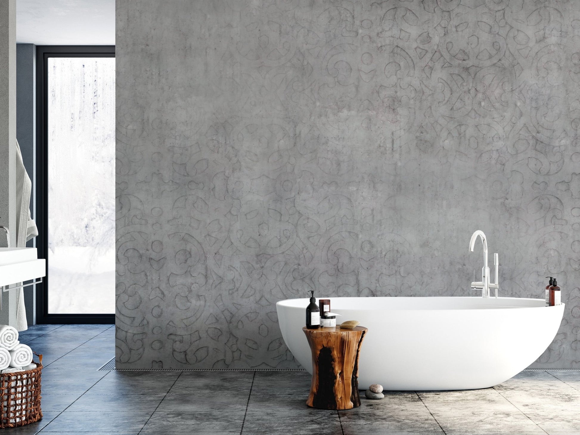 Industrial cement aesthetic wallpaper mural
