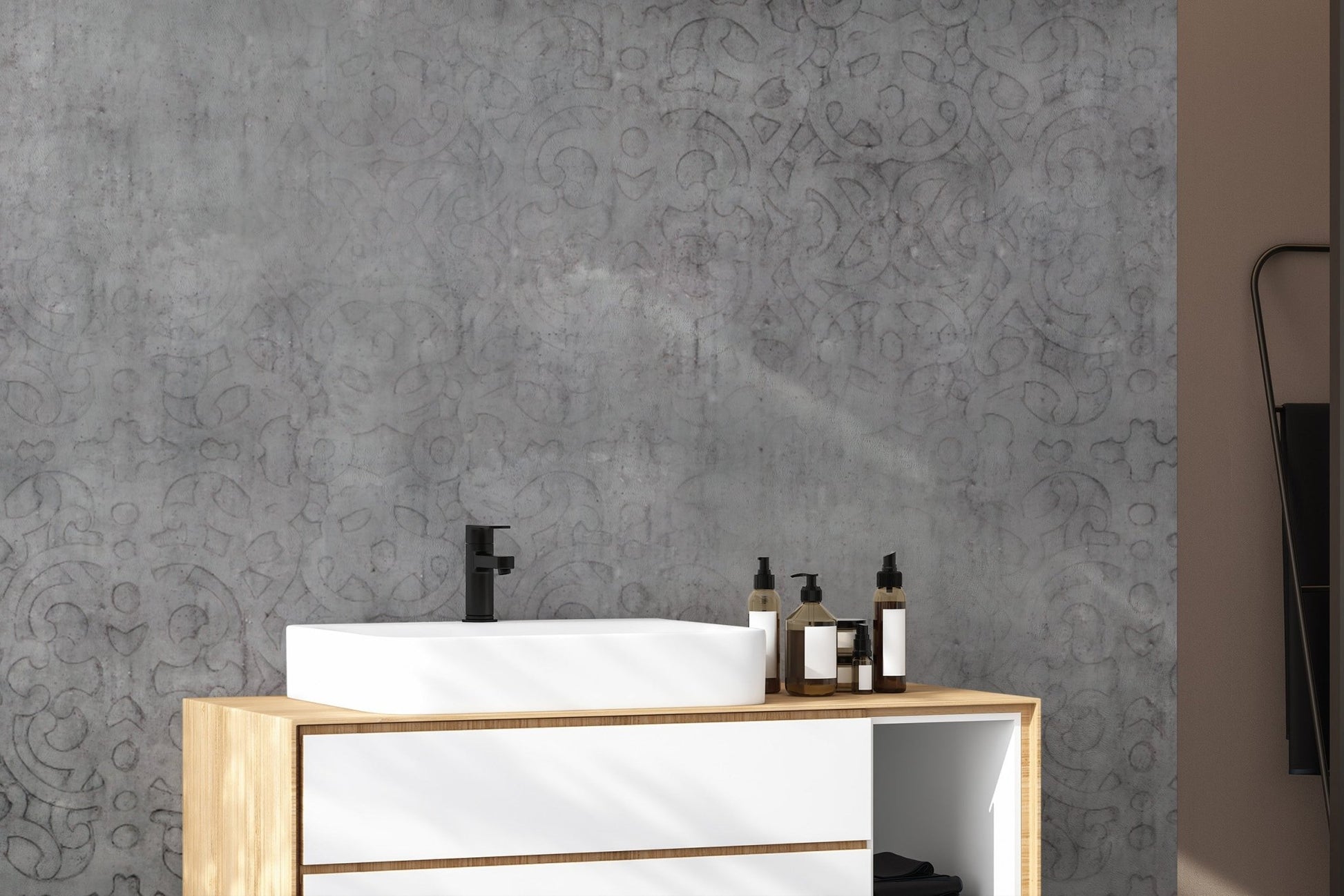 Cement aesthetic mural for modern interiors
