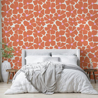Contemporary coral flower wall mural for living rooms.

