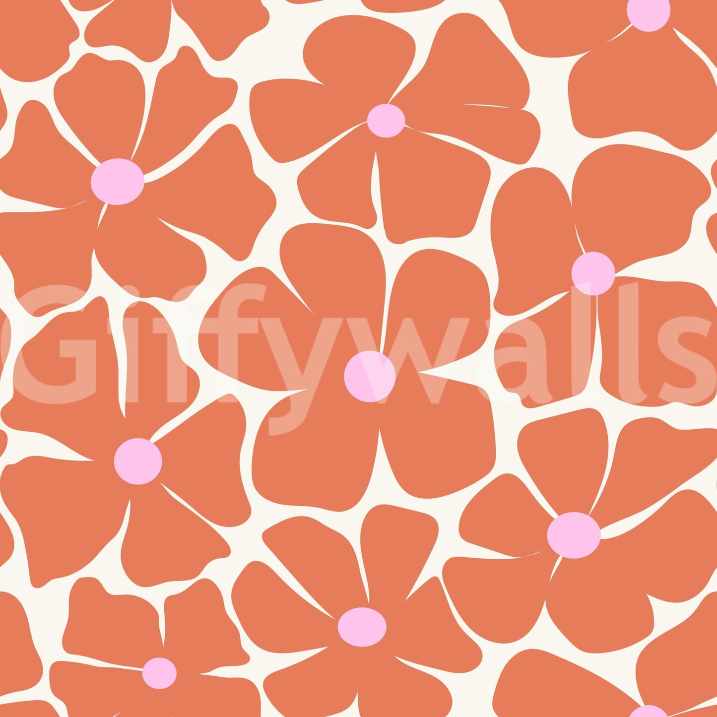 Modern Coral Floral Wallpaper⁠