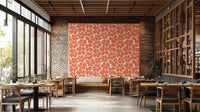Fresh floral coral wallpaper adding elegance to rooms.

