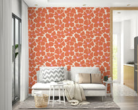 Bold and beautiful modern floral wall mural in coral.

