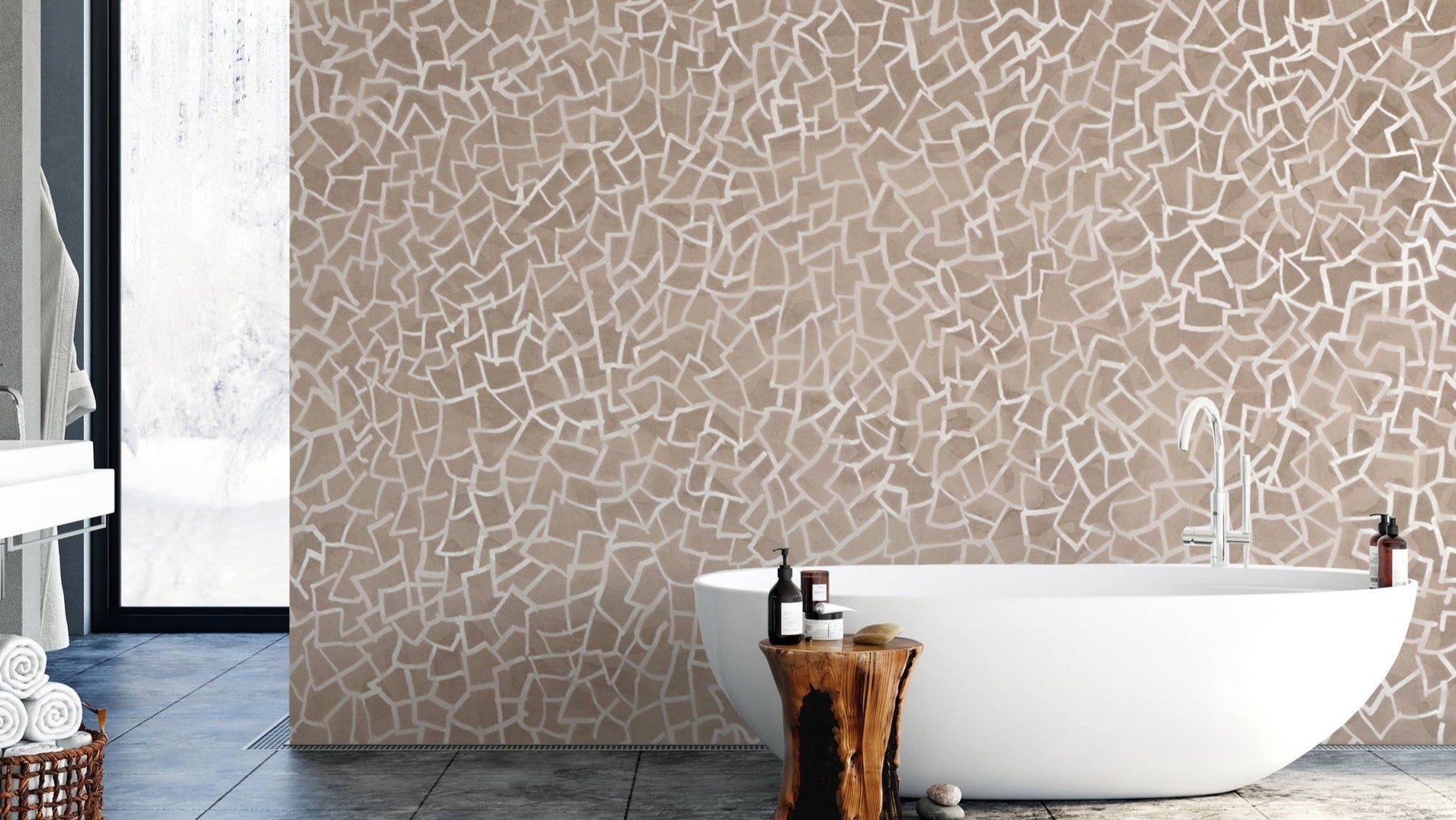 Stylish Taupe Geometric Wall Covering
B644