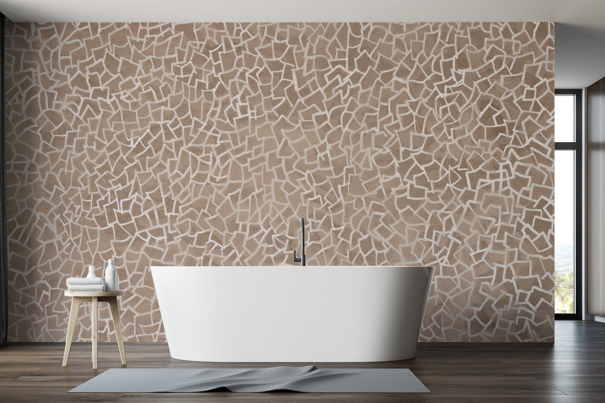 Minimalist Taupe Crackled Effect Wallpaper
