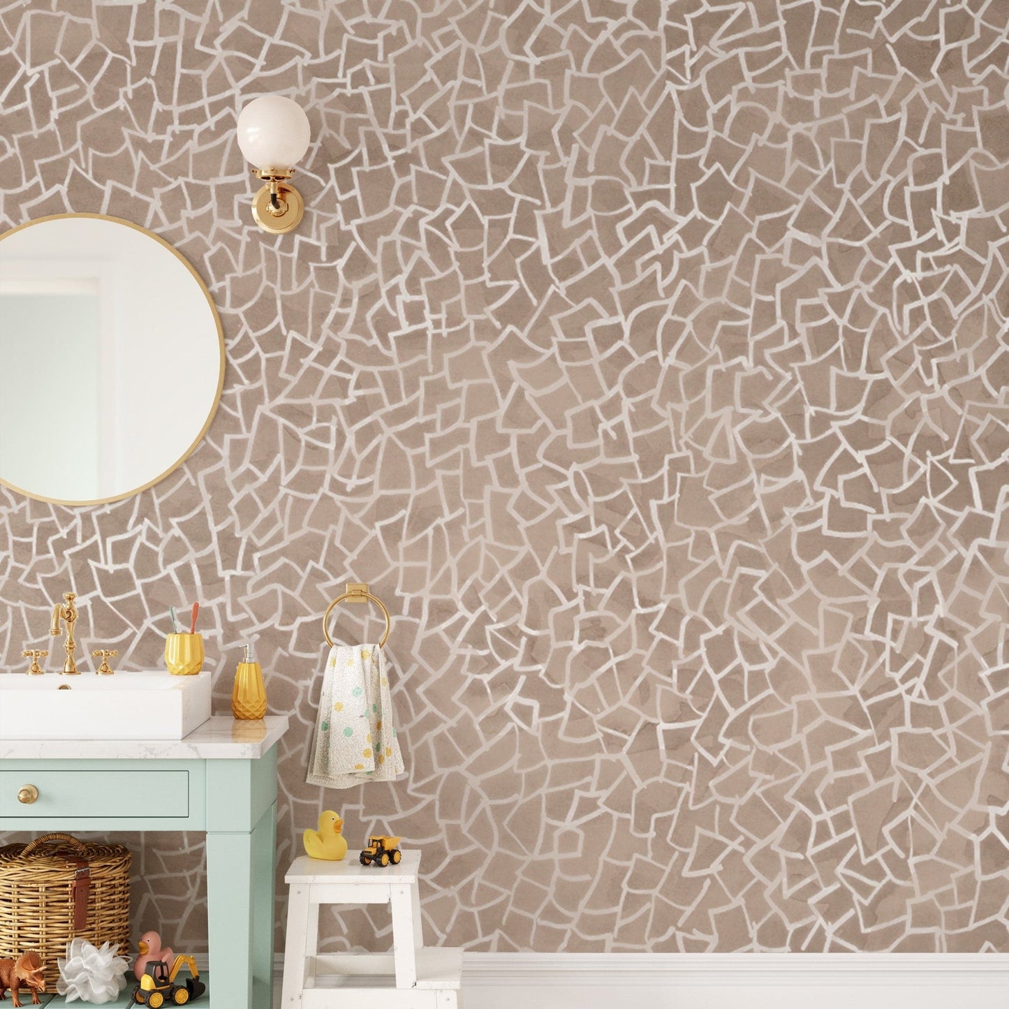 Trendy Taupe Abstract Pattern Wallpaper
